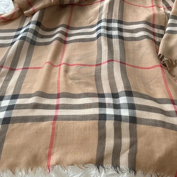 Burberry Beige and Black Check Scarf - Picture 6 of 6
